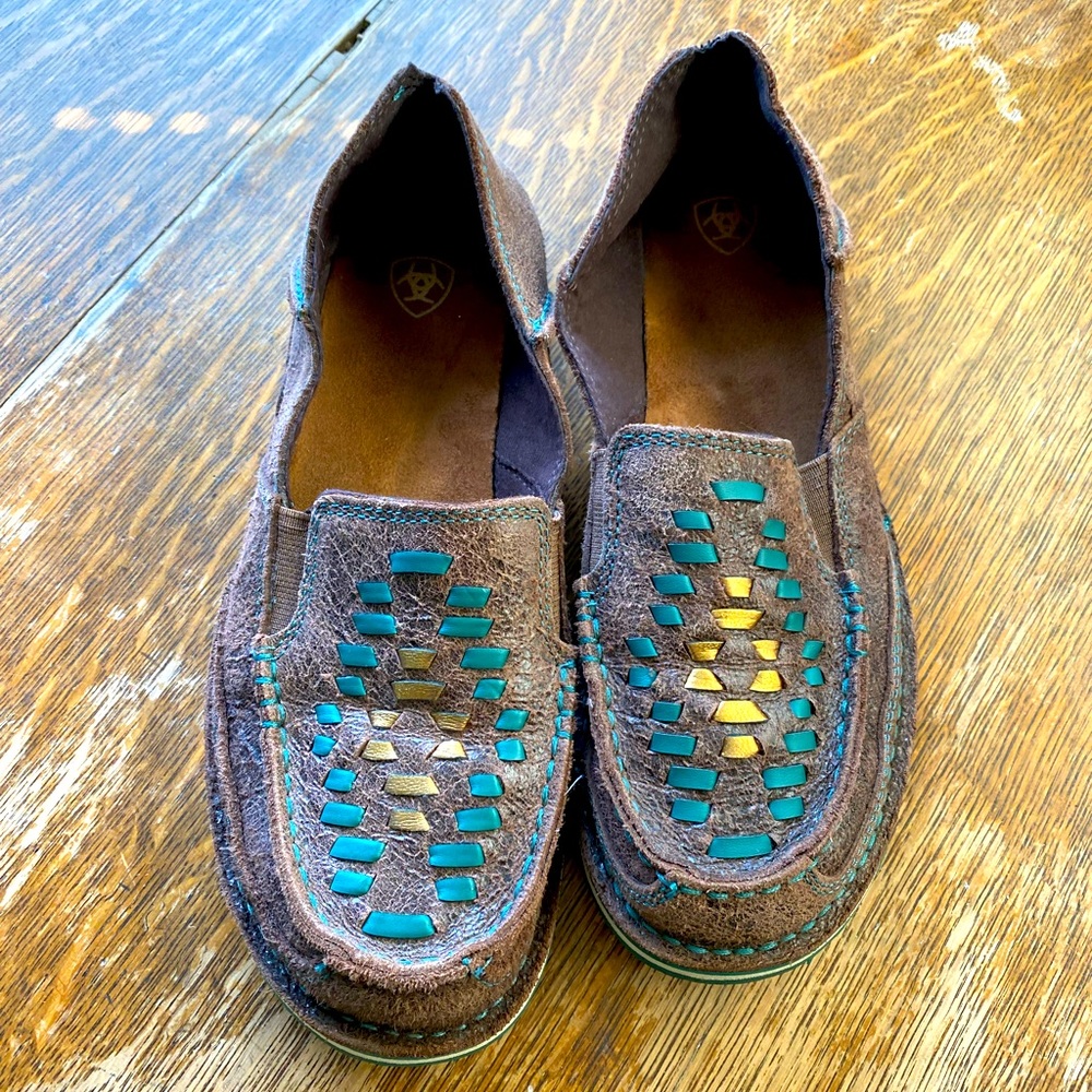 Ariat Cruiser Chocolate & Turquoise Weave Size 8